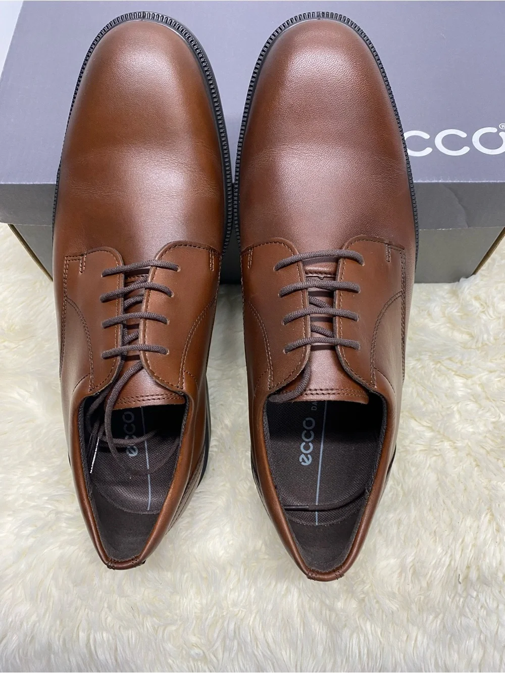 NIB! Ecco Maitland Derby Mens Shoes Plain Toe Lace-Up In Mink Size US7-7.5/ EU41